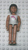 LEGO belvFem46 Belville Female - White Swimsuit with Dark Pink Dolphin Pattern, Black Hair #5845