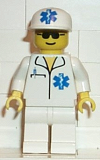 LEGO doc010 Doctor - EMT Star of Life, White Legs, White Cap