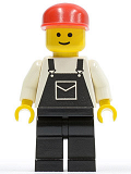 LEGO ovr014 Overalls Black with Pocket, Black Legs, Red Cap
