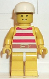 LEGO par034 Red / White Stripes Shirt, Yellow Legs, White Cap